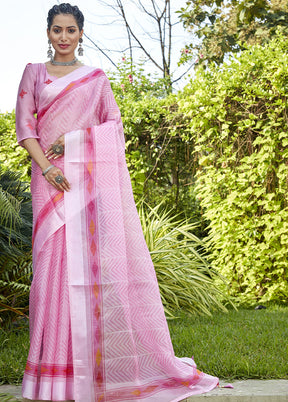 Pink Organza Saree With Blouse Piece