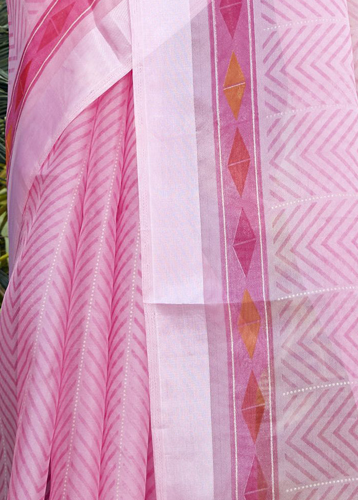 Pink Organza Saree With Blouse Piece