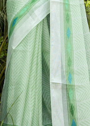 Green Organza Saree With Blouse Piece