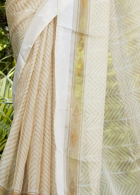 Beige Organza Saree With Blouse Piece