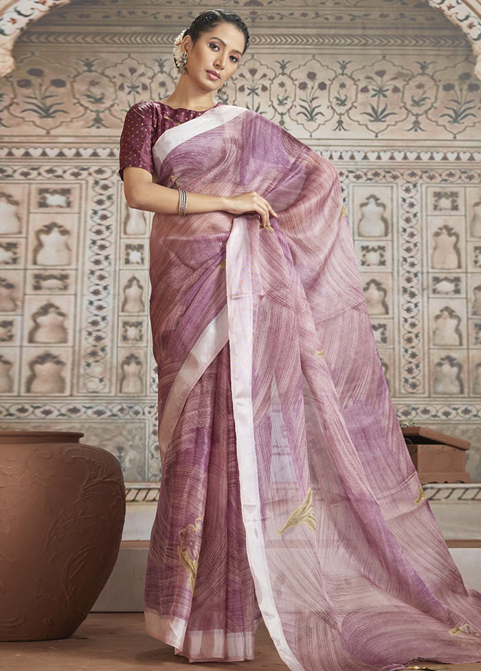 Pink Organza Saree With Blouse Piece