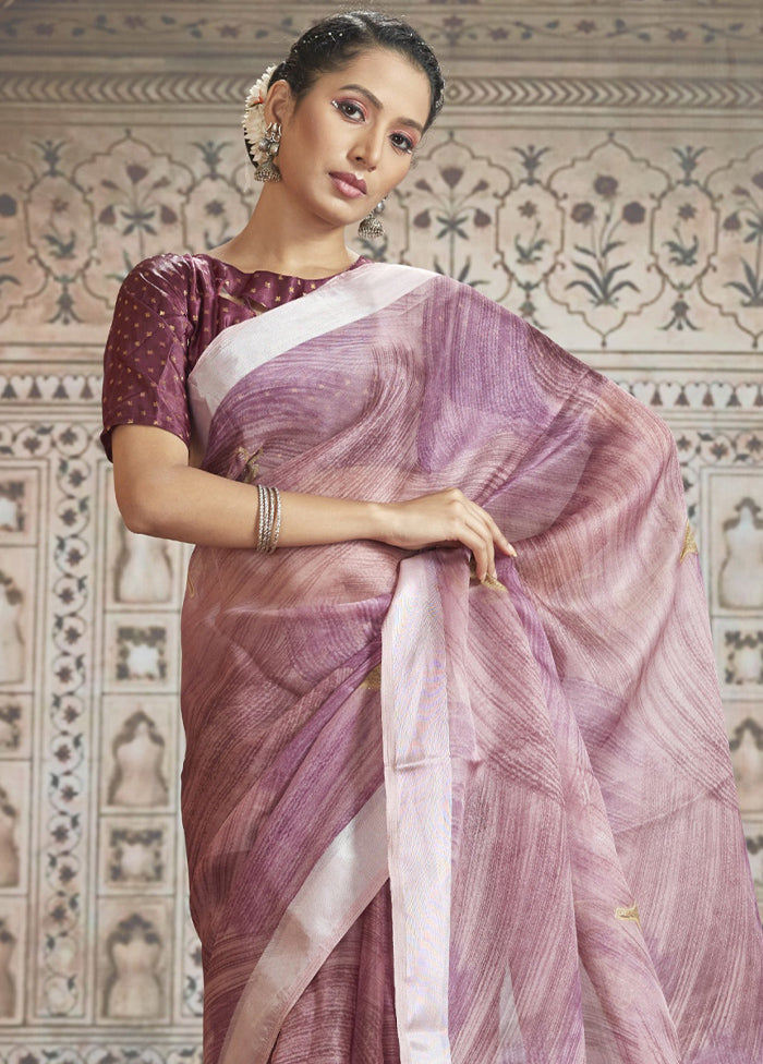 Pink Organza Saree With Blouse Piece