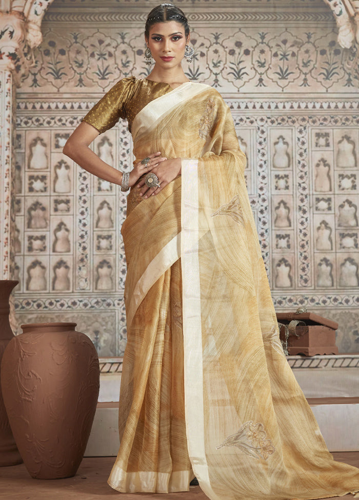 Yellow Organza Saree With Blouse Piece