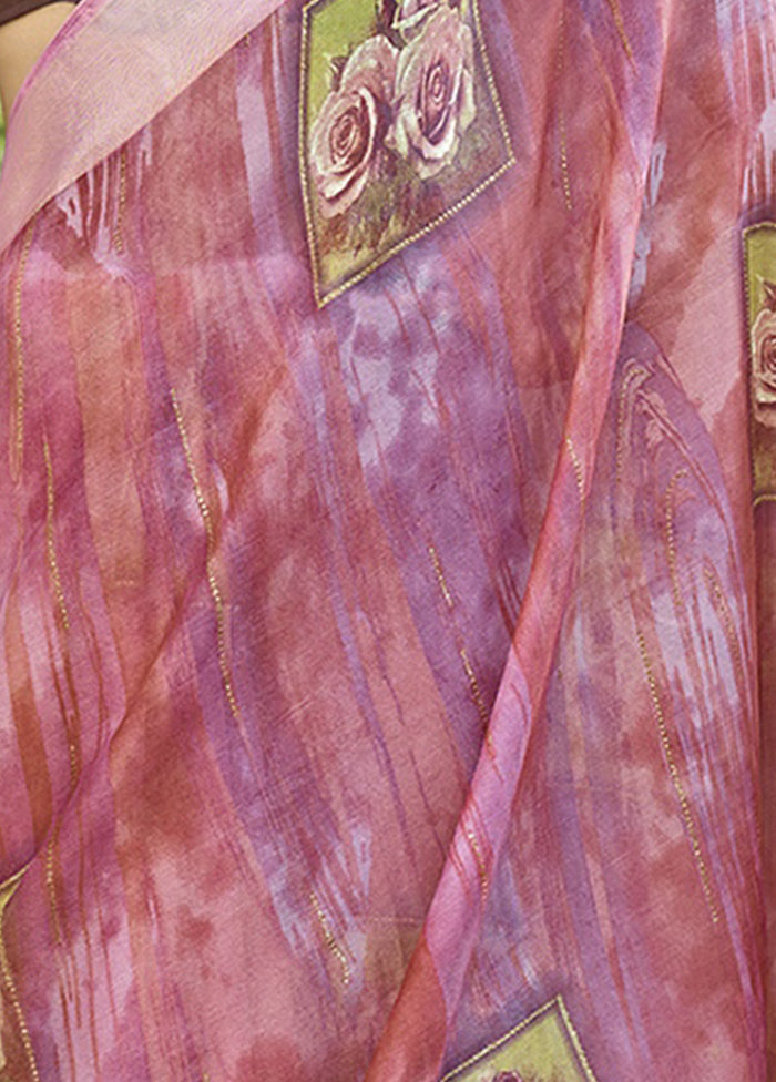 Pink Organza Saree With Blouse Piece