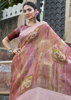 Pink Organza Saree With Blouse Piece