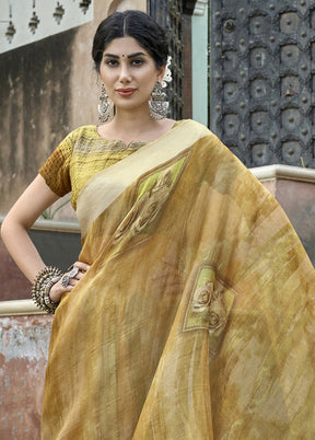 Brown Organza Saree With Blouse Piece