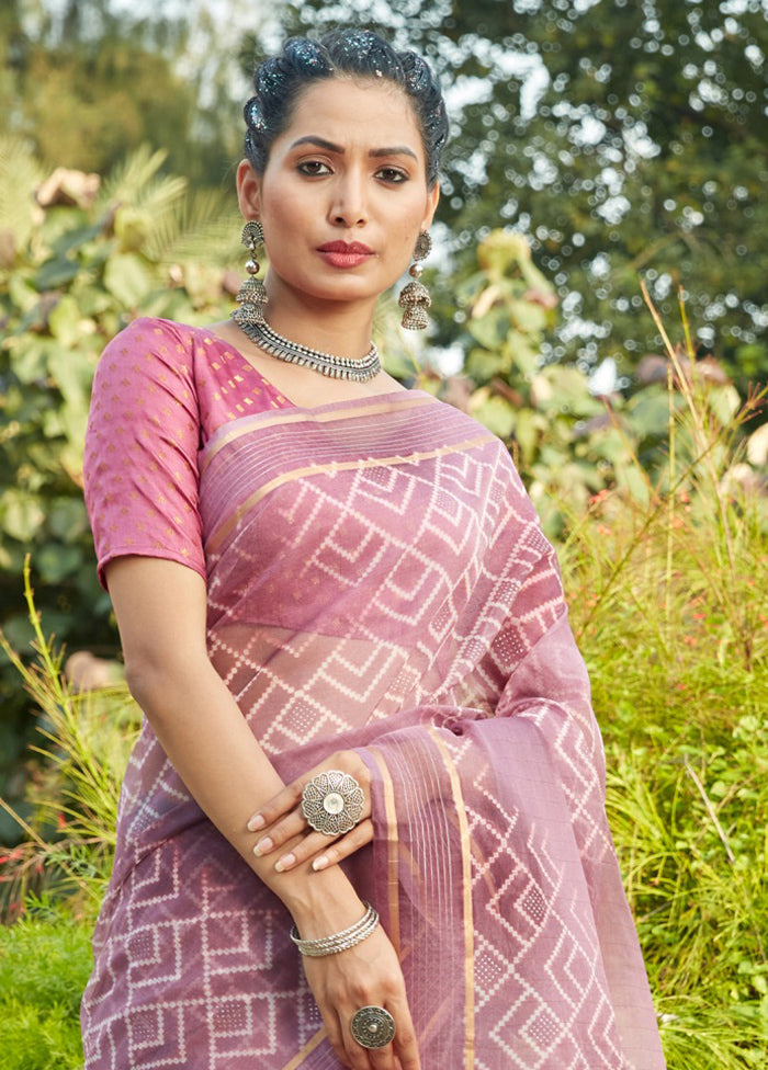 Pink Organza Saree With Blouse Piece