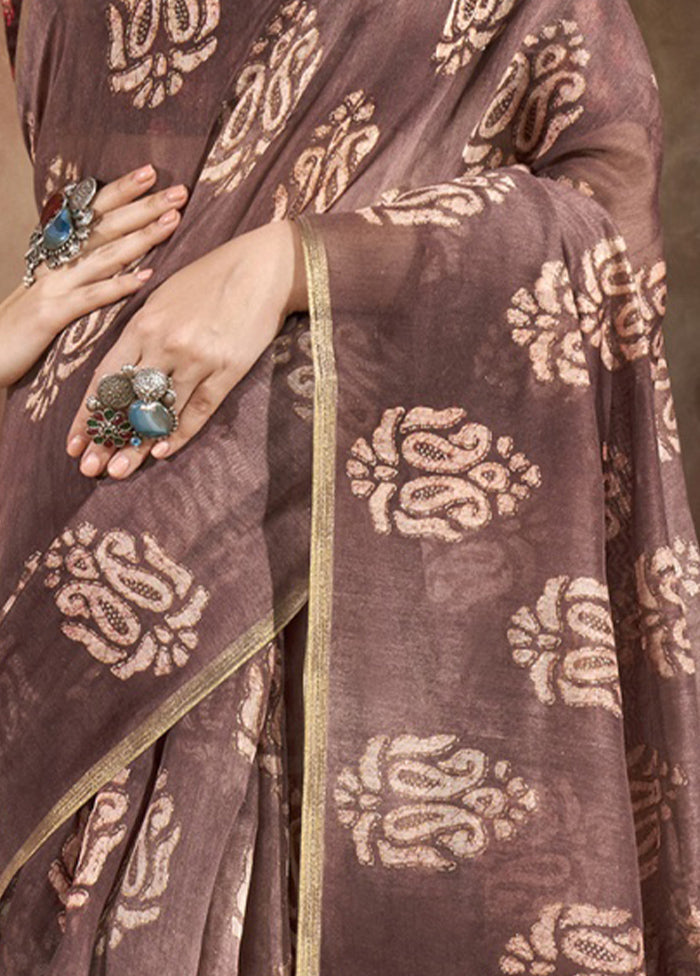 Maroon Cotton Saree With Blouse Piece