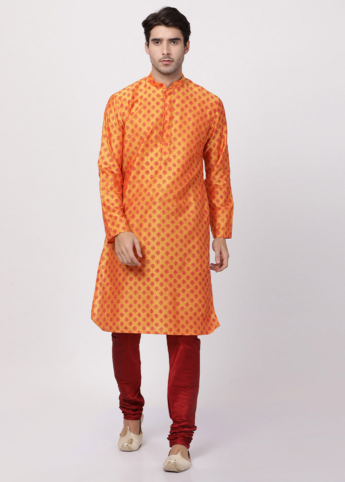 2 Pc Orange Cotton Kurta Pajama Set VDVAS30062032