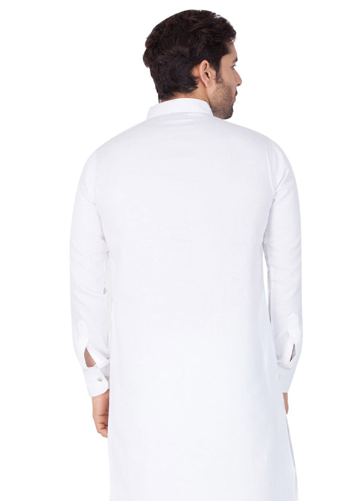 2 Pc White Cotton Kurta Pajama Set VDVAS30062025