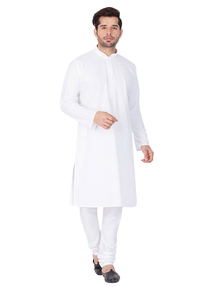 2 Pc White Cotton Kurta Pajama Set VDVAS30062023