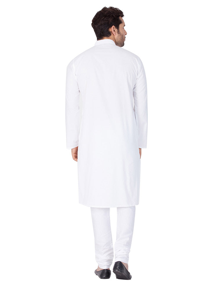 2 Pc White Cotton Kurta Pajama Set