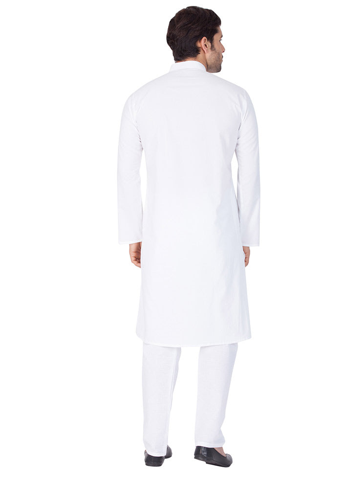 2 Pc White Cotton Kurta Pajama Set VDVAS30062024