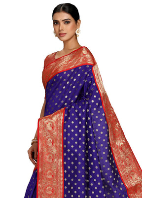 Indigo Blue Spun Silk Saree With Blouse Piece