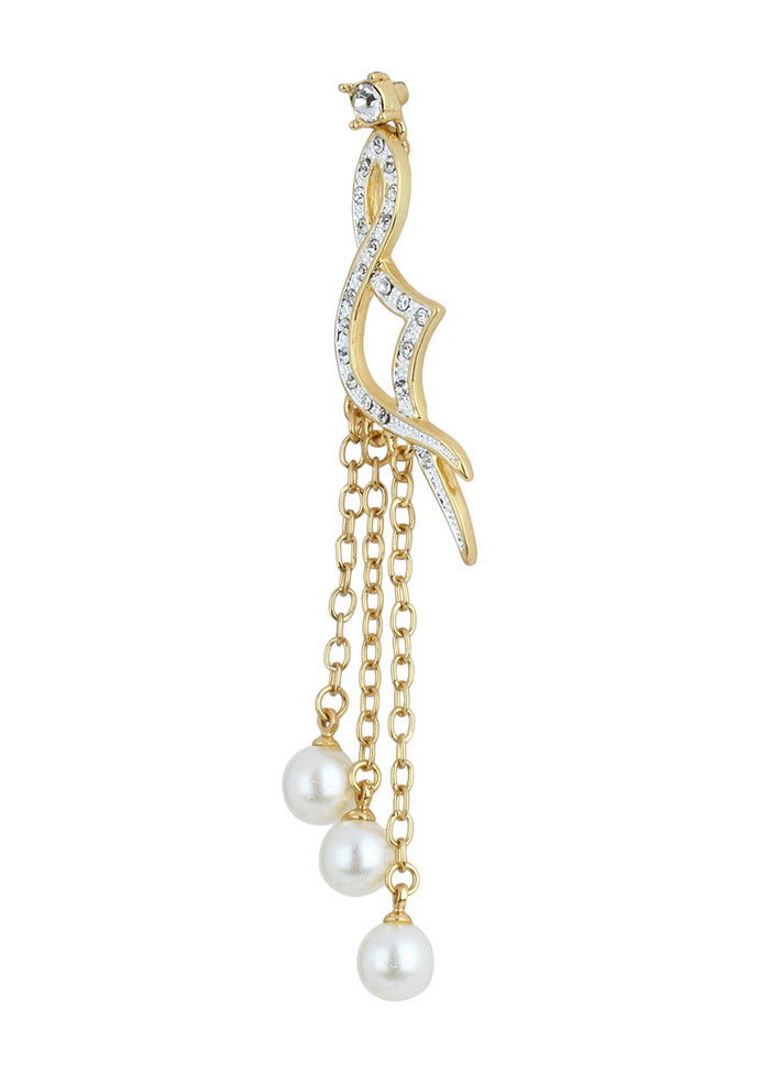 Estelle Hanging Pearl Diamante Earrings