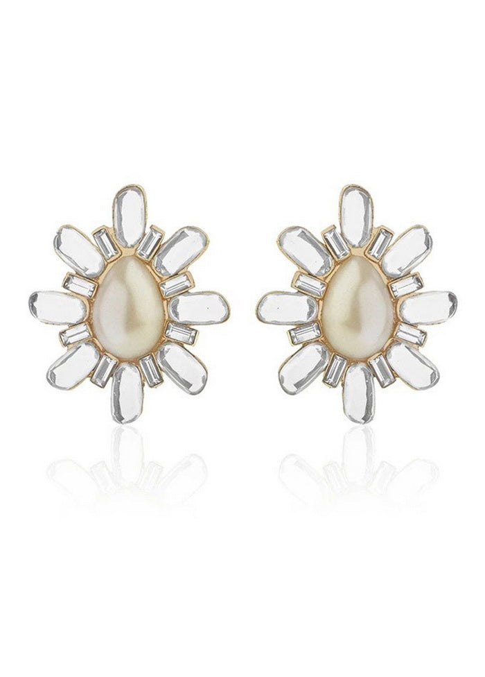 Estelle Mirror Stone Earring with Pearl