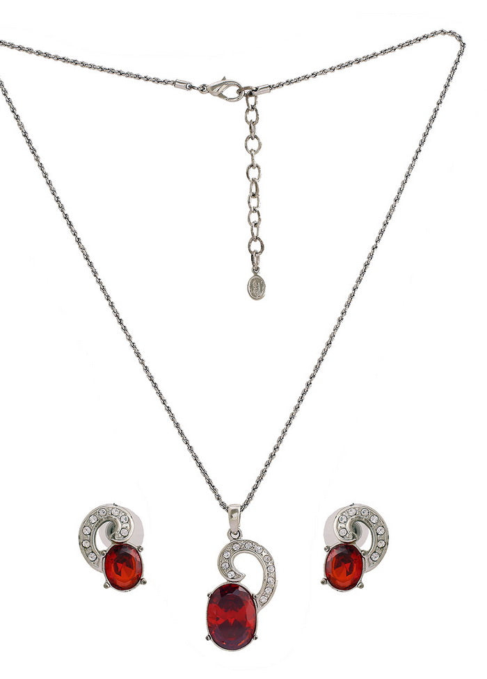 Estelle Modern Rhodium plated Captivating Swirl Ruby Necklace