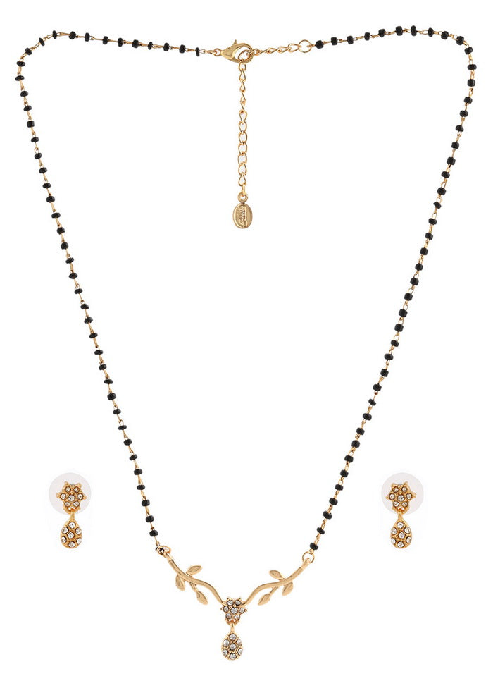 Estelle Estele 24 Kt Gold Plated Flower Drop Mangalsutra Necklace Set