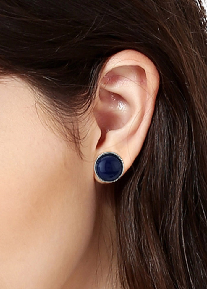 Estelle Blue Colour Round Stud Earrings