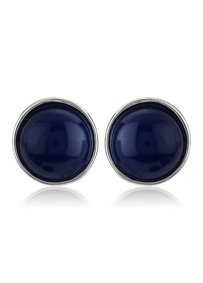 Estelle Blue Colour Round Stud Earrings