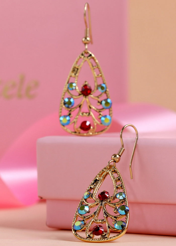 Estelle Gold Plated Multi Color Swiss Crystal Drop Earrings