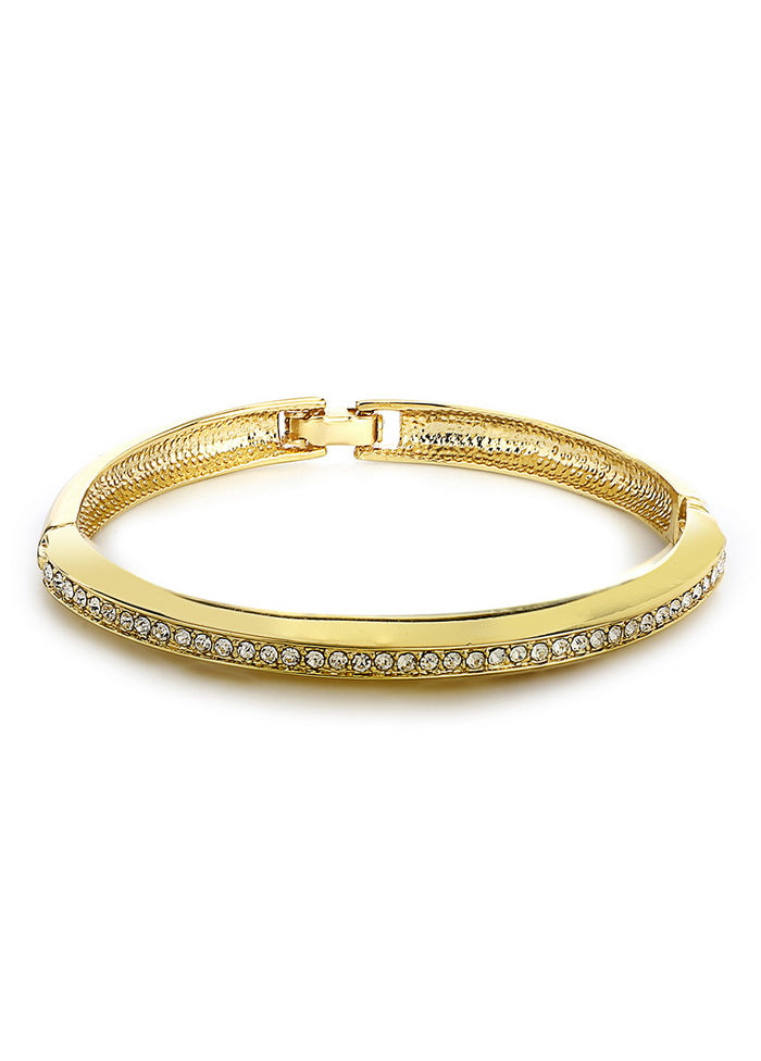 Estelle Gold Tone Plated White Stone Kaada Bracelet For Womens