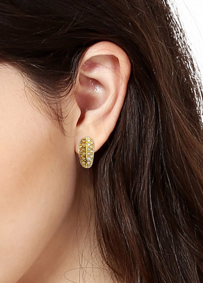 Estelle Gold Plated White Austrian Crystal Stone Stud Earrings
