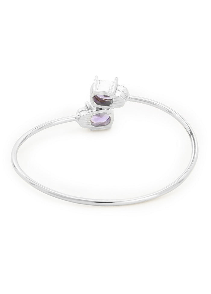Estelle Silver Colour With Purple Stone Earrings
