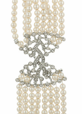Estelle White Faux Pearl Charm Bracelet With Austrian Crystals