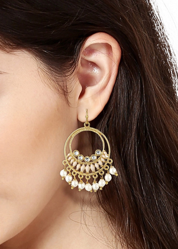 Estelle Round Hoops With White Beds Drop earrings