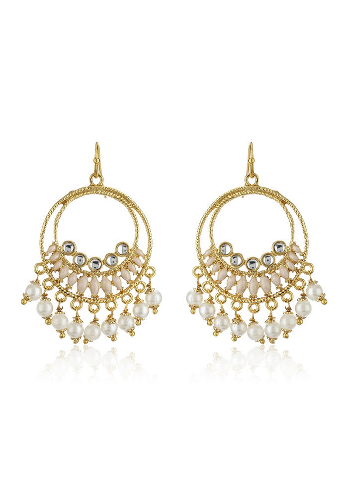 Estelle Round Hoops With White Beds Drop earrings