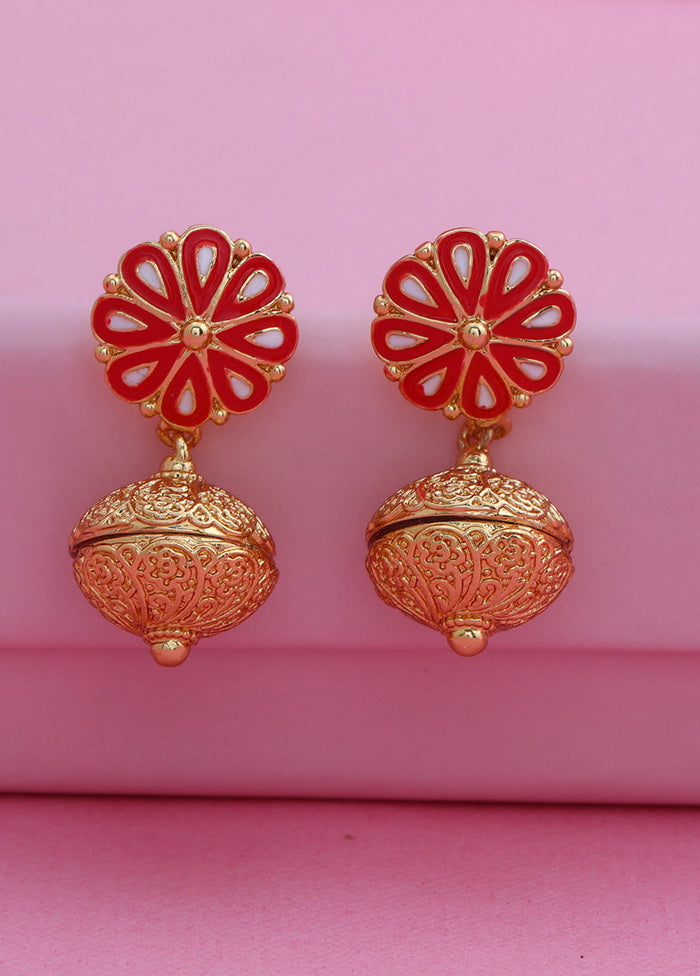 Estelle Trendy Gold Plated Pearl Dangle Earrings