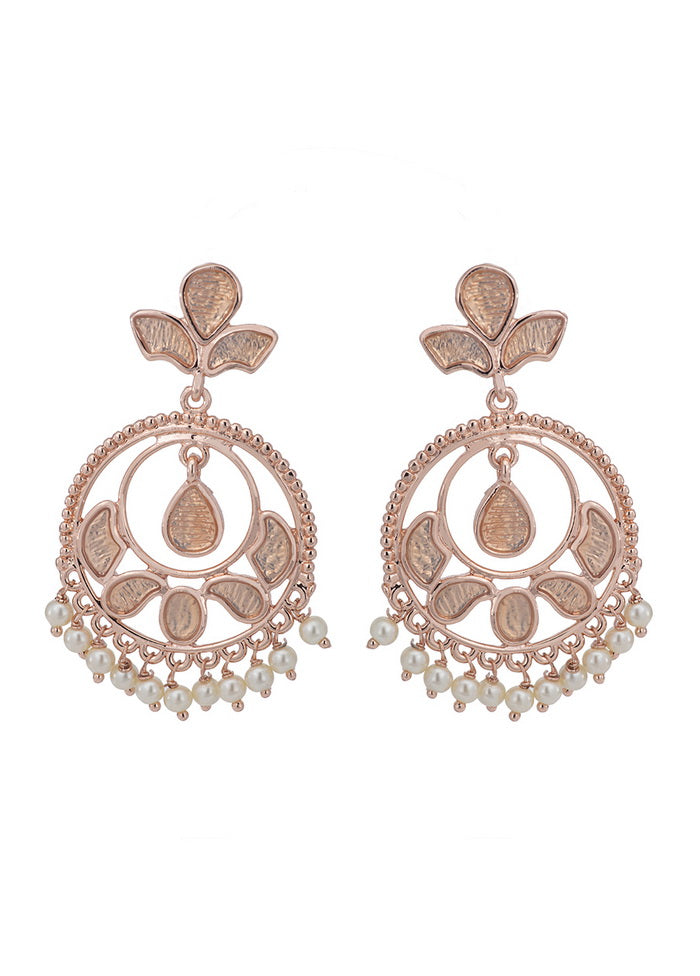 Estelle Rose Gold Stylish Fancy Party Wear Pearl Earrings