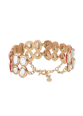 Estelle Traditional Gold Tone Kundan Double line Wrap bracelet