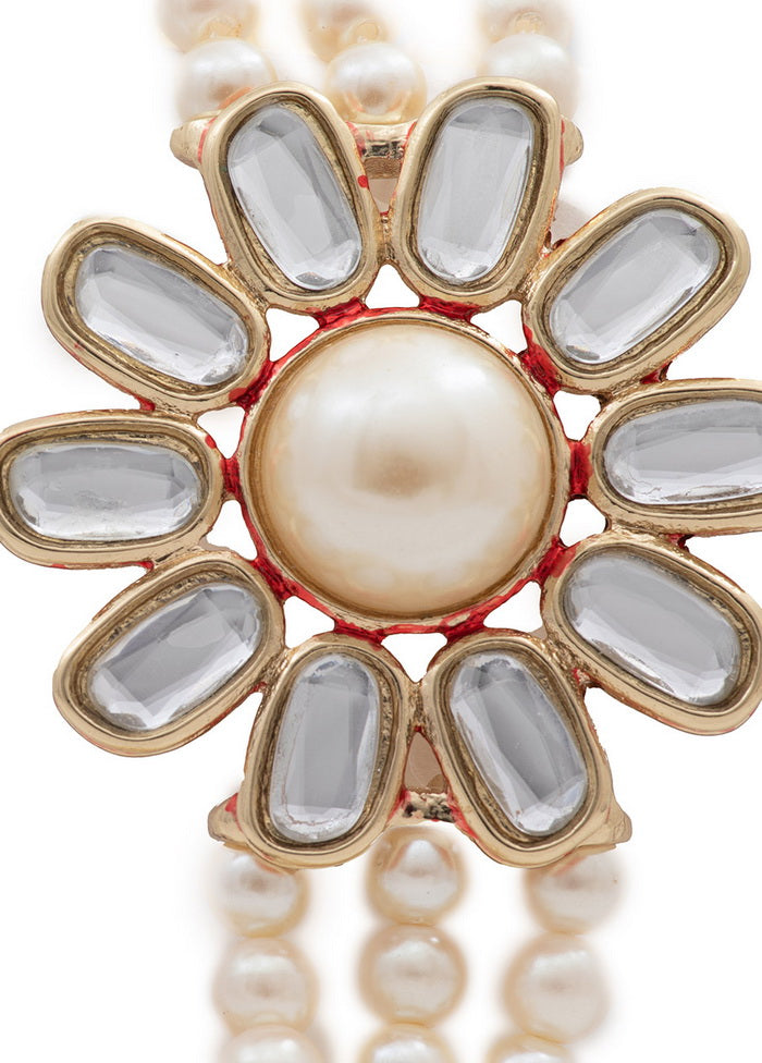 Estelle Traditional Gold tone Pearl Flower Kundan Bracelet