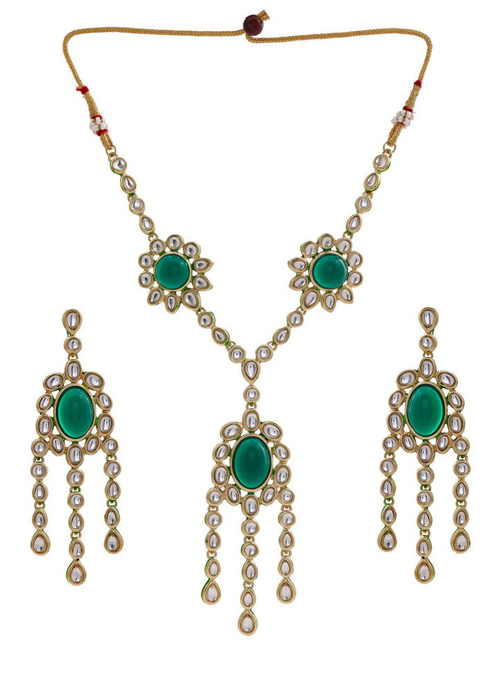 Estelle Traditional Gold tone Emerald Kundan Kali Necklace