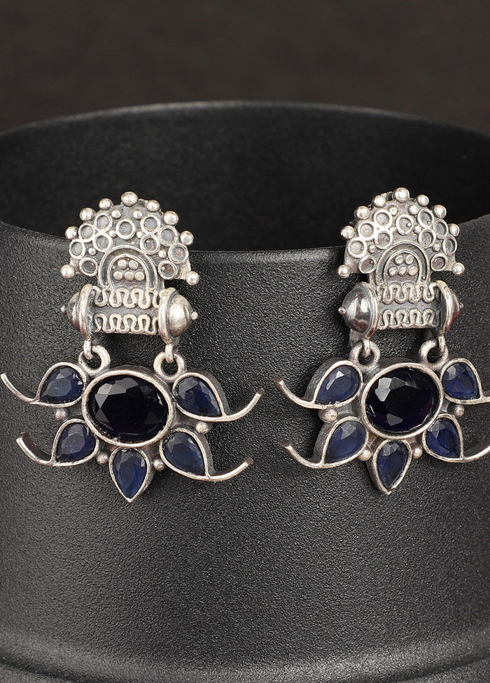 Blue Sapphire Handcrafted Silver Toned Earrings