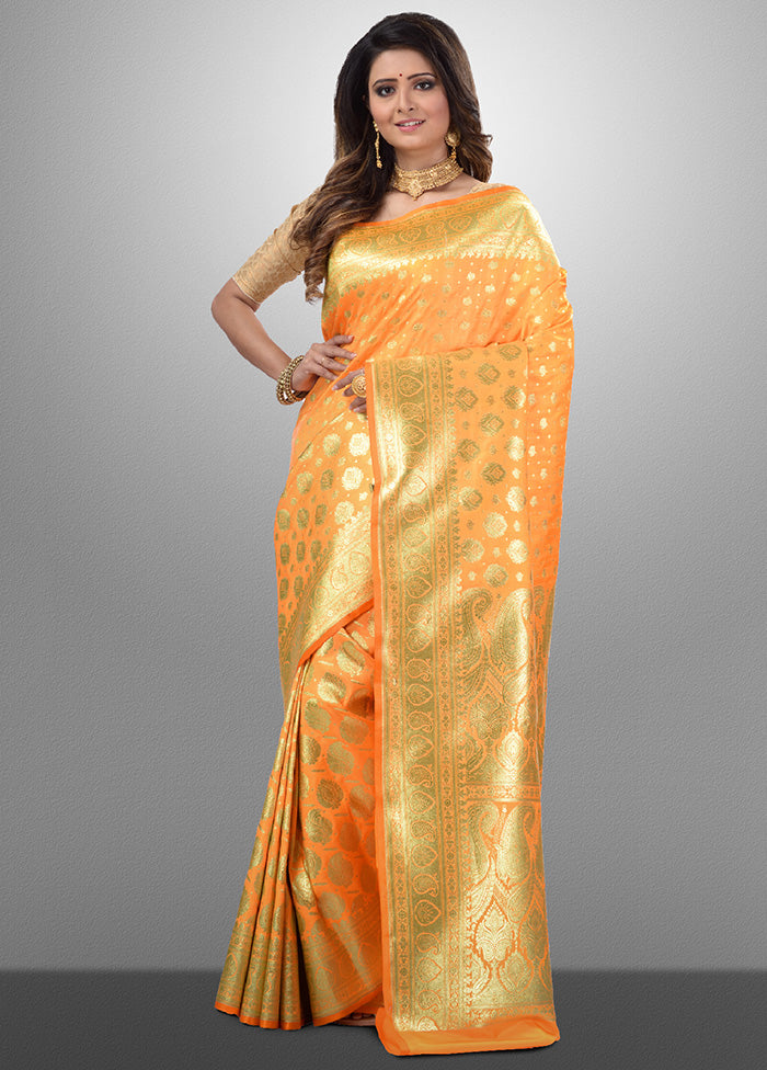 Gold Spun Silk Saree With Blouse Piece