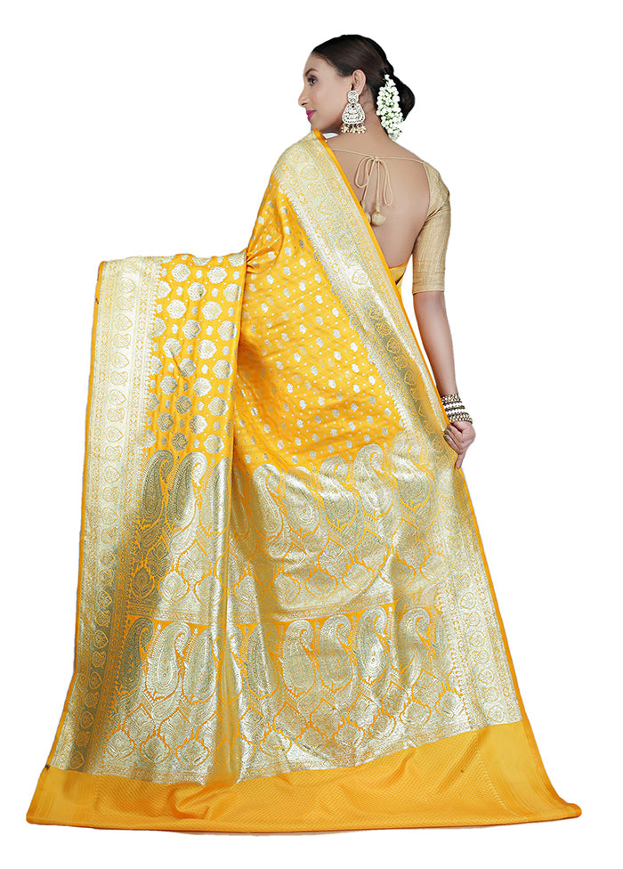 Gold Spun Silk Saree With Blouse Piece