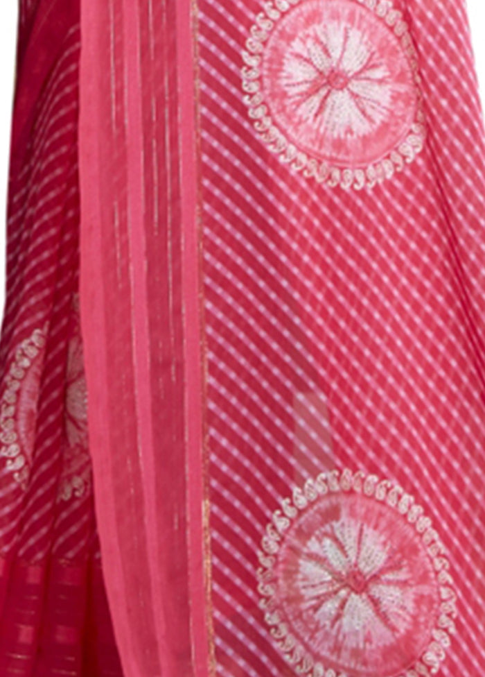 Pink Chiffon Saree With Blouse Piece