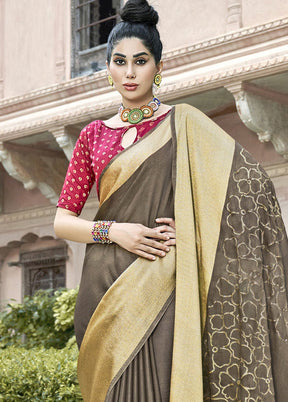 Grey Spun Silk Saree With Blouse Piece