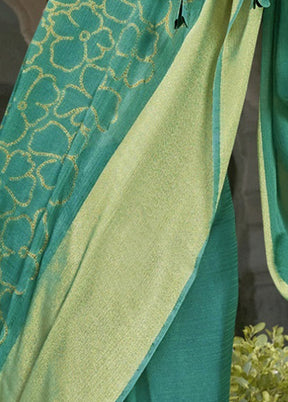 Turquoise Spun Silk Saree With Blouse Piece