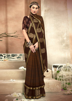 Maroon Chiffon Saree With Blouse Piece