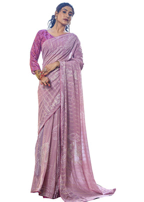 Pink Georgette Saree With Blouse Piece