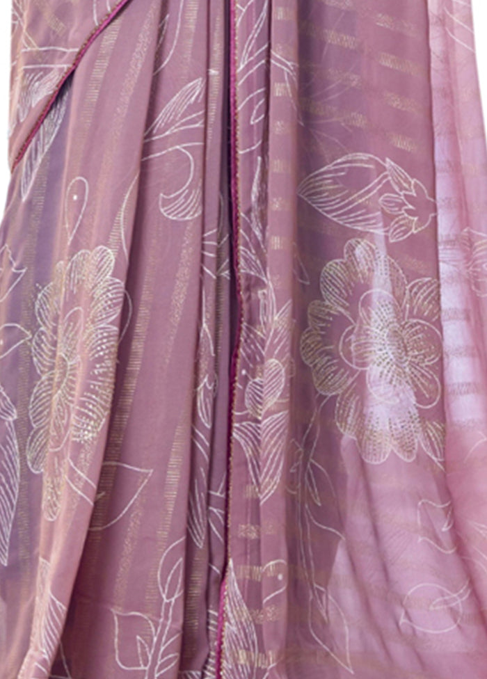 Pink Georgette Saree With Blouse Piece