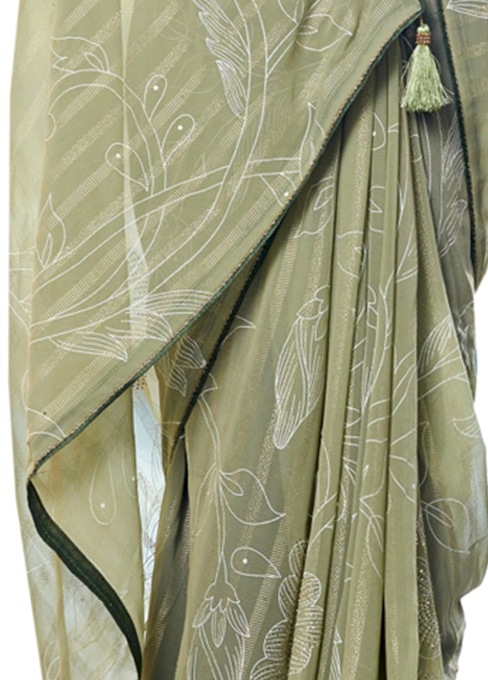 Light Green Georgette Saree With Blouse Piece