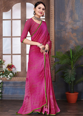 Pink Chiffon Saree With Blouse Piece