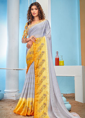 Multicolor Chiffon Silk Printed Saree With Blouse Piece