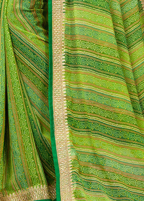 Green Georgette Foil Emblished Saree With Blouse Piece